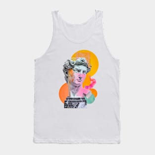 Modern Antiquity: Vibrant David Sculpture Overlay Artwork Tank Top